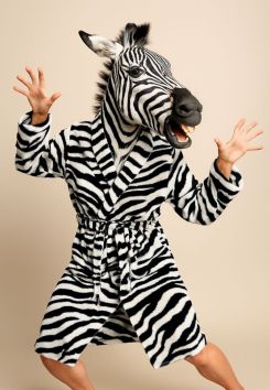 Damesbadjas zebra fleece - sjaalkraag - Badrock 