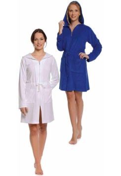Badjas met rits wit & blauw