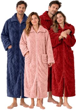 Fleece badjassen met ritssluiting in drie kleuren
