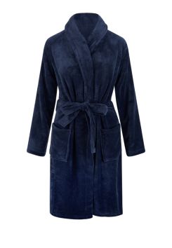 Fleece badjas marineblauw