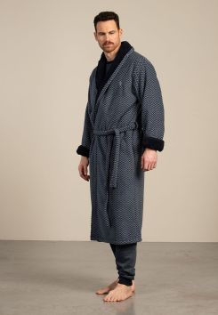 Blauwe herenbadjas fleece Eskimo
