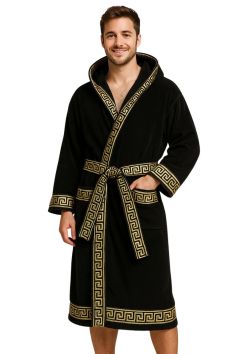 Zwarte badjas met gouden details - dubai stijl badjas