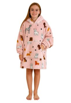 Plaid met mouwen - kind - fleece - hondjes - Badrock
