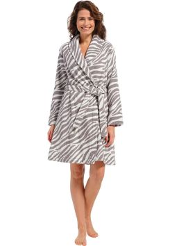 Zebra badjas dames – katoen – taupe - Pastunette