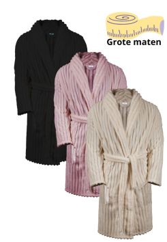 Ribfluweel badjas plus size – fleece - grote maten - Relax Company