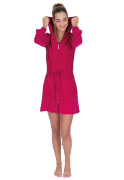 Badjas met rits roze - capuchon badjas  - 90 cm