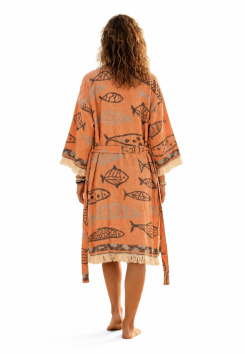 Strand kimono van katoen - Coral Fish
