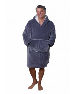 Snuggie fleece met hoodie - grijs