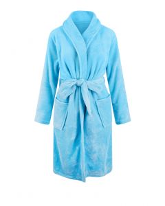 Fleece badjas lichtblauw