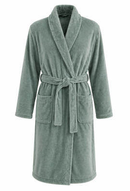Fleece badjas groen unisex - sjaalkraag - Relax Company