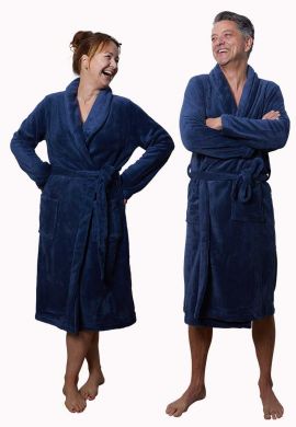 fleece badjas marineblauw