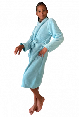 Kinderbadjas lichtblauw fleece - Relax Company
