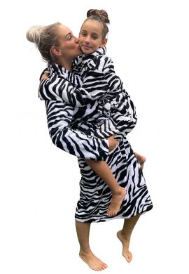 Kinderbadjas zebra sjaalkraag - fleece - Badrock Kids