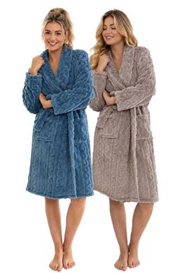 Fleece badjassen dames kort model