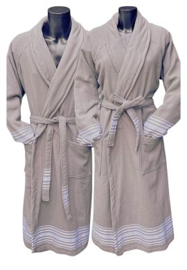 Grijze saunabadjas hamam - katoen - Badrock SPA