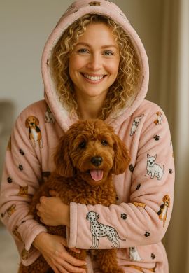 Badjas honden met capuchon - fleece - luxe voering - Badrock