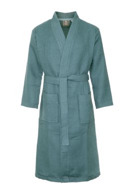 Petrol badjas pique - unisex badjas wafelkatoen