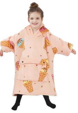 Plaid met mouwen - klein kind - fleece - ijsjes