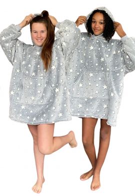 Glow in the Dark kindersnuggie fleece met hoodie