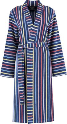 Blauwe dames kimono met strepen patroon – katoen - Cawo