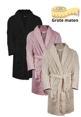 Ribfluweel badjas plus size – fleece - grote maten - Relax Company