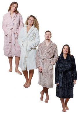 Ribfluweel fleece badjas – luxe - 5 kleuren - Relax Company