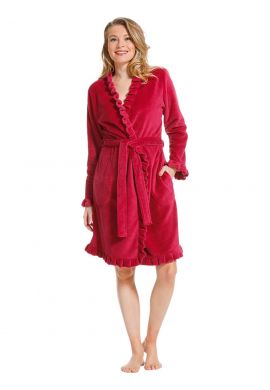 Dames kimono van fleece - donkerroze - Pastunette