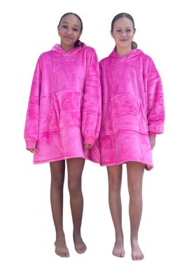 Roze kindersnuggie fleece met hoodie