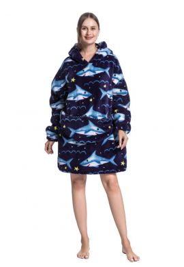 Snuggie fleece met hoodie – haai