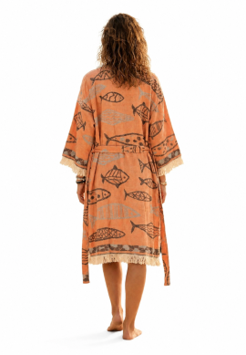 Strand kimono van katoen - Coral Fish