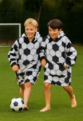 Plaid met mouwen – kind – fleece – voetbal - Badrock