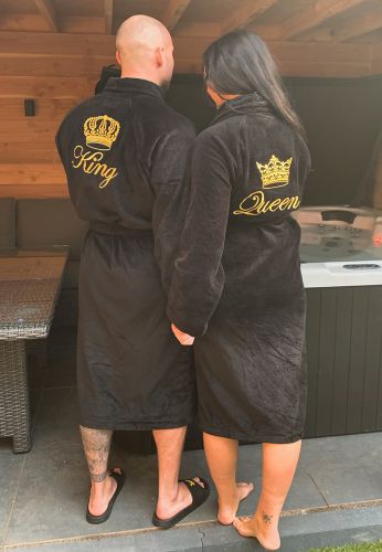Wafel kimono met borduring - katoen - Badrock SPA