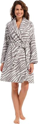 Zebra badjas dames – katoen – taupe - Pastunette