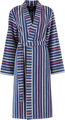 Blauwe dames kimono met strepen patroon – katoen - Cawo