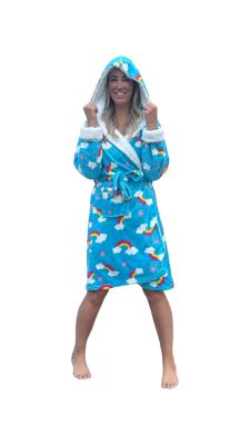 Capuchon badjas dames met regenboogprint - Rebelle