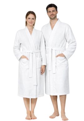 Badjas wafelstructuur wit - katoenen badjassen wafel - unisex