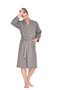 Taupe kimono wafelstructuur