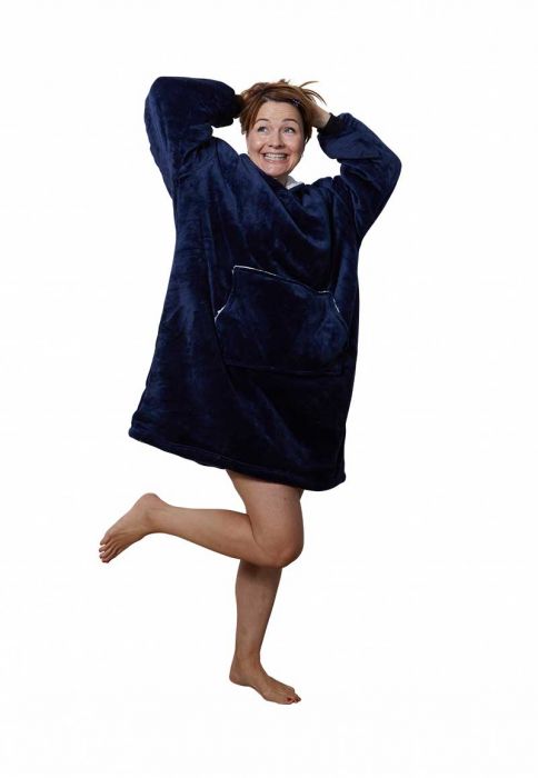 Aisbo Knuffeldeken Met Mouwen En Voetzak - Warme Fleece Deken Rood 170x200cm - Perfect Voor Bank, Bed En Wintercadeau