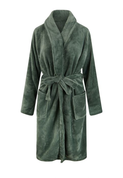 Doordeweekse dagen Opnemen trui Fleece badjas groen unisex - sjaalkraag - Relax Company