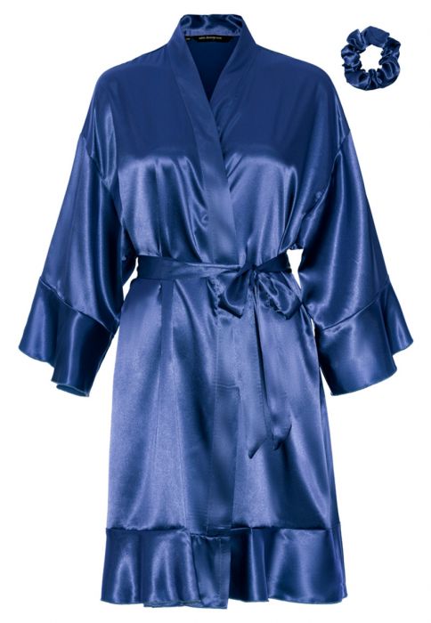 ZUEVI Satijnen kimono-badjas met lange mouwen voor heren, draken, lichtgewicht badjas pyjama, Zwart, L