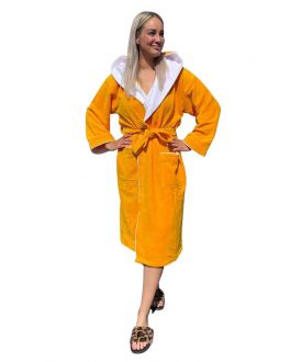 Badjas geel met capuchon – sauna – Relax Company