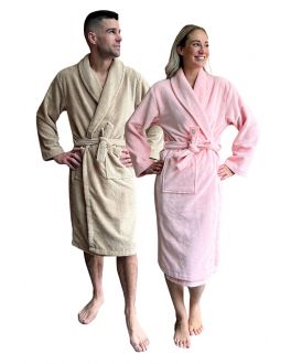 Luxe hotelbadjas katoen/fleece – 2 kleuren - Relax Company