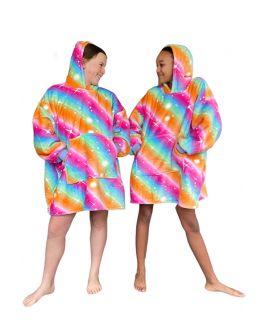 Regenboog kindersnuggie fleece met hoodie