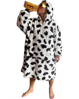Koeienprint snuggie fleece met hoodie - Badrock