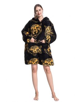 Snuggie fleece met hoodie – tijgerkop