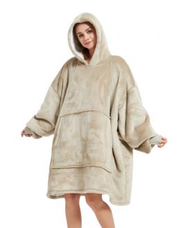 Snuggie fleece met hoodie - zandkleur - Badrock