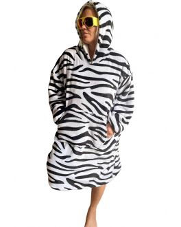 Zebraprint snuggie fleece met hoodie  - Badrock