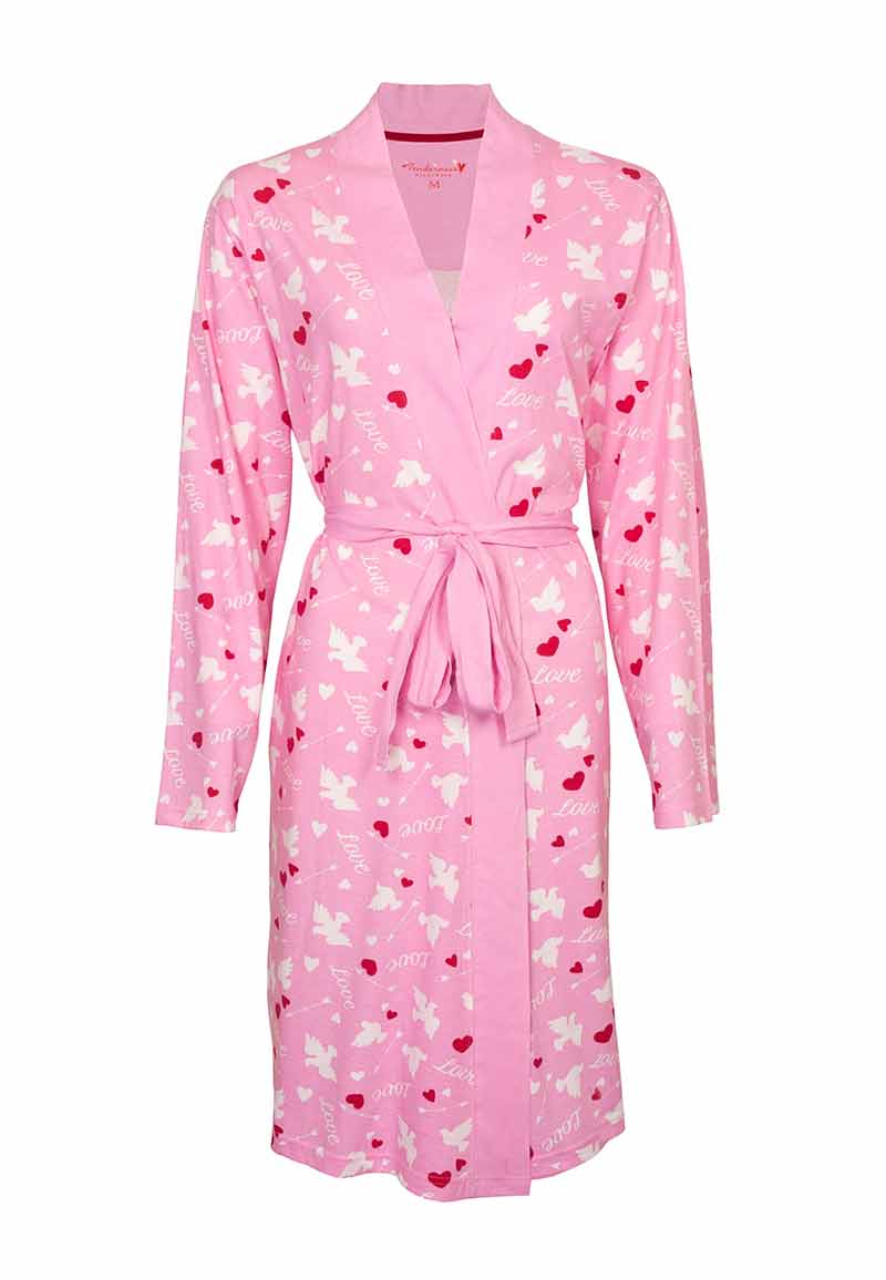 Roze hartjes kimono dun katoen-2xl