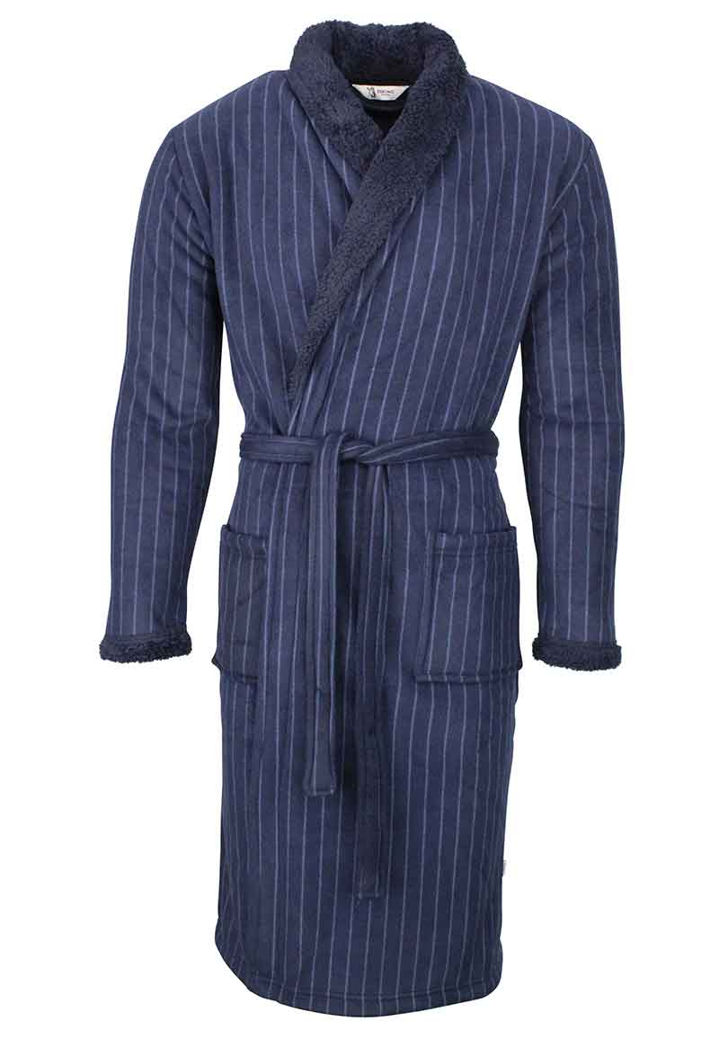 Krijtstreep badjas heren blauw-s