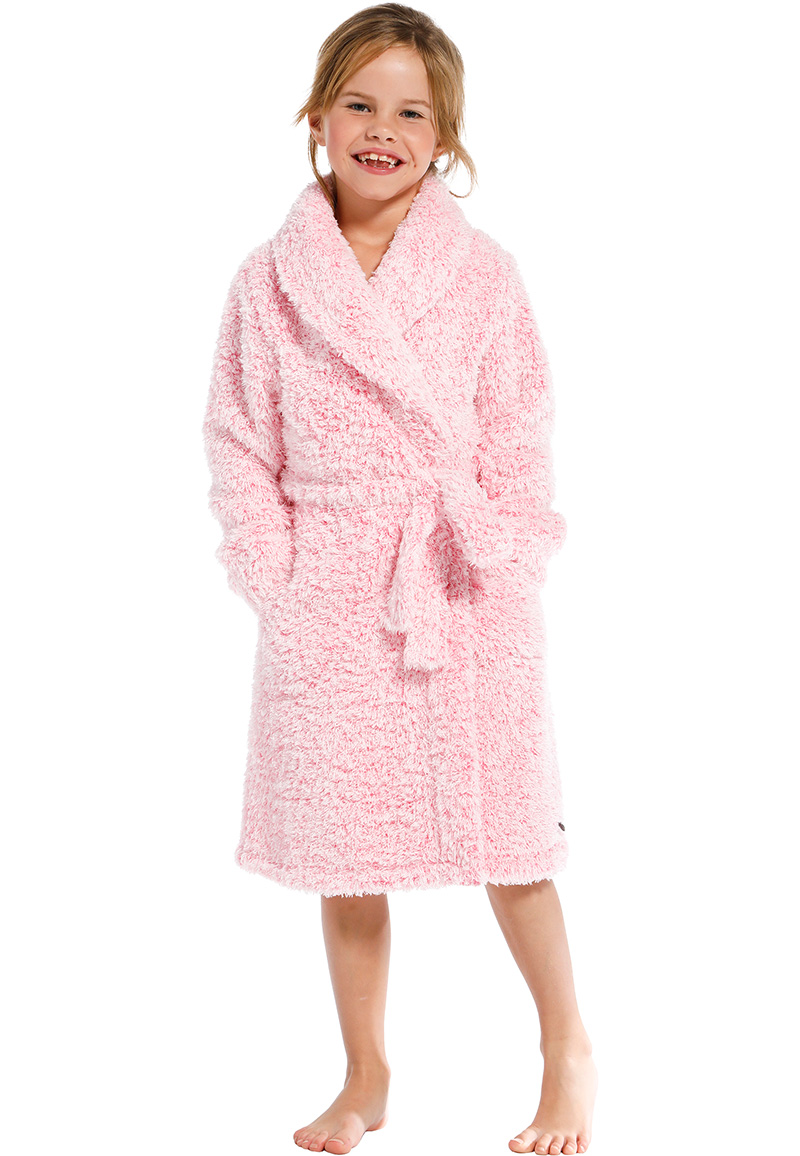 Rebelle kinderbadjas fleece fluffy - roze